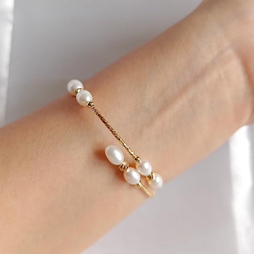 Bracelet jonc acier mémoire et perles véritables : fini les fermoirs difficiles - 5