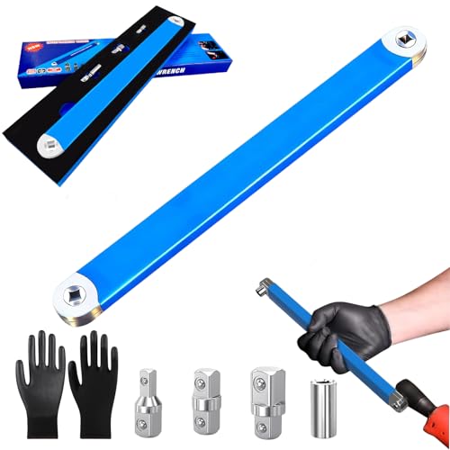Snrtevu Schraubwerk Offset Schlüssel Verlängerungsschlüssel mit 1/2 Zoll 1/4 Zoll und 3/8 Zoll Vierkantantriebsadaptern Offset Extension Wrench für Enge Räume Kfz-Reparatur & DIY-Projekte (A)