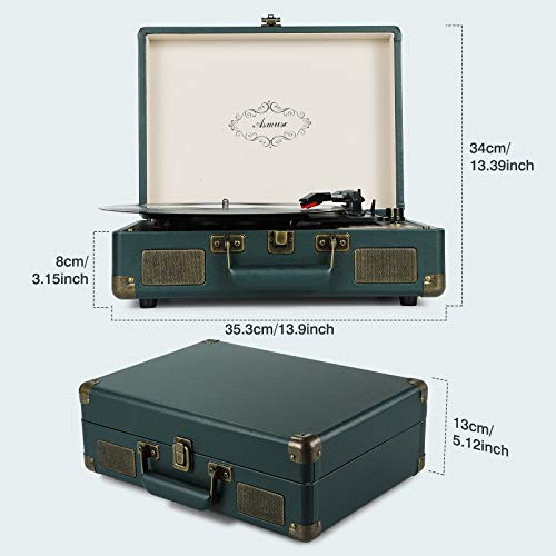 Asmuse Record Player 3-Speed Belt Drive Turntable for Vinyl Bluetooth Record Player with Built-in Stereo Speakers and RCA Output Yellow Wood Finish