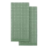 Homaxy 100% Cotton Terry Kitchen Towels(Grass Green, 13 x 28 inches), Checkered Designed, Soft and Super Absorbent Dish Towels, 2 Pack