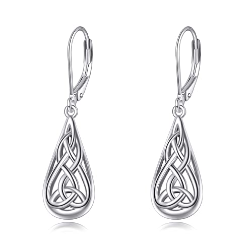Irish Gifts Celtic Jewellery Earrings Sterling Silver Teardrop Dangle Earrings Celtic Knot Jewellery Gifts for Women Girls