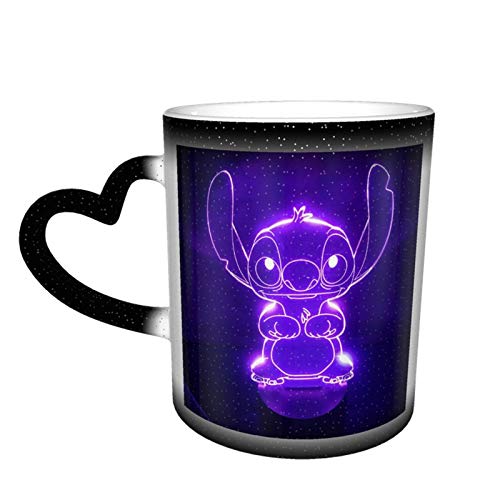 Magic Heat Sensitive Color Changing Mug,Stitch Funny Design Color Changing Mugs Tea Cup for Women Men Boys Girls,Black