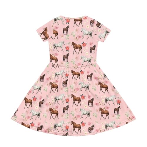 Image of Short Sleeve Dress for Girls with Pockets Cute Toddler Girl Clothes Summer 2-12