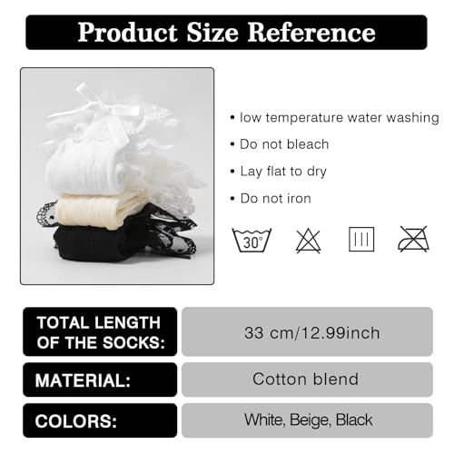 Image of YOYOU Ruffle Crew Socks Women, Frilly Socks, Girly Scalloped Lettuce