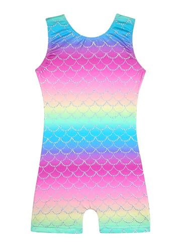 Image of HOZIY Gymnastics Leotards for Girls Unicorn Aurora Rainbow Mermaid Dinosaur Cupcake Sparkle Biketard Toddlers Kids Children