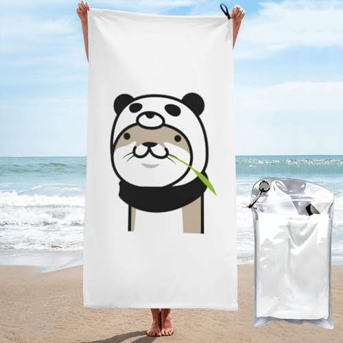 Chioee バスタオル おしゃれ ビーチタオル カワウソぱんだ 大判 タオル マイクロファイバー 薄手 速乾 高速吸水 ふわふわ バス タオルル 柔らか肌触り 防臭 四季通用 バス用品 家庭用 業務用 ギフト 贈り物 BZT-1602 (140x70cm