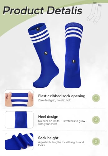 Zando Kids Soccer Socks Baseball Football Softball Socks Cotton Girls Uniform Socks Boys Knee High Socks3