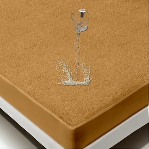 Image of Maximus Premium Double Bed Waterproof Mattress Protector Cover | Breathable Terry Cotton Bed Protector, Double Bed (72 X 60, Beige)