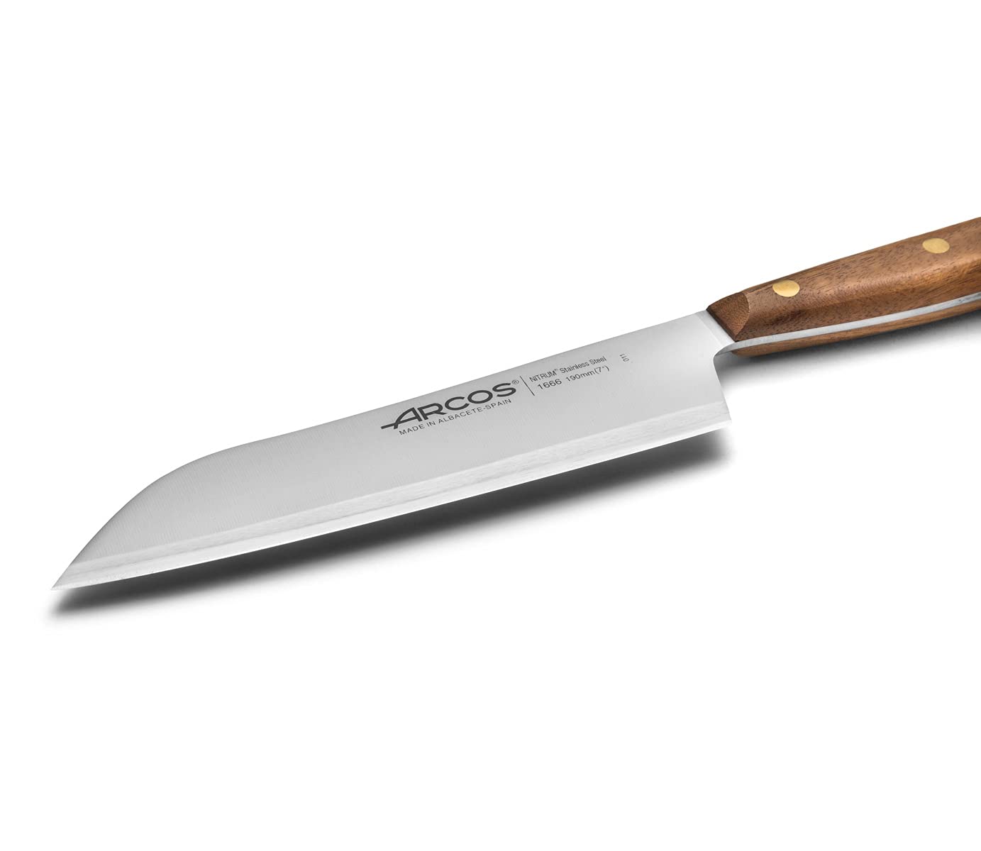 Arcos Serie Nordika - Santoku Messer - Edelstahl Nitrum - Klinge 190 mm - Ovengkol Holzgriff 100% natürlicher FSC - 100% recycelte Verpackung - Farbe Braun