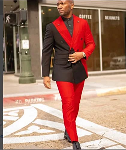 Men's Match Color Two Pieces Suit Double Breasted Buttons Peak Lapel Tuxedos for Formal Leisure2
