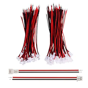 Cermant 40pcs (20Pairs)1.25mm 2 Pin Mini Micro Male and Female Connection Cable Plug with Red Black Terminal Connector Wire Cable 100mm (1.25mm)