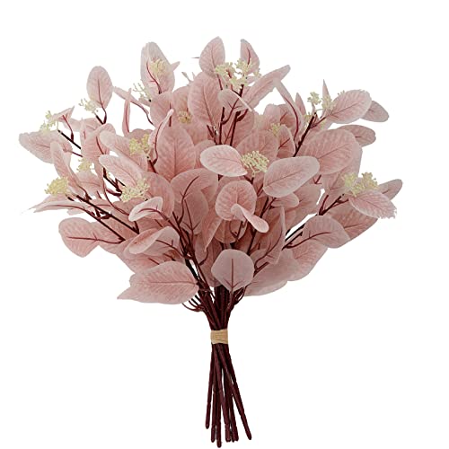 dallisten 20' Silk Artificial Eucalyptus Stems, 12 Pcs Fake Eucalyptus Stem with Leaves Berries, Greenery Plants Floral Decorations for Wedding Party Home Flowers Arrangement Boho Decor (Blush)