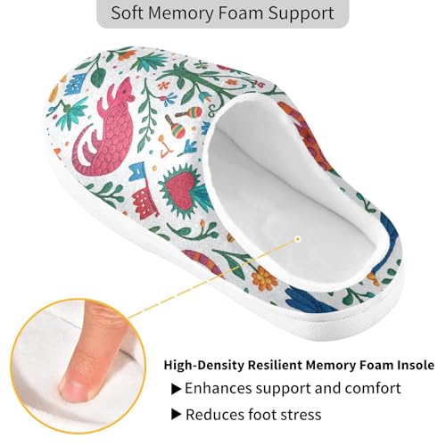 Mexican Vibrancy Animals Bright Womens House Cotton Slippers Warm Memory Foam Home Slippers for Bedroom Birthday Presents 6-72