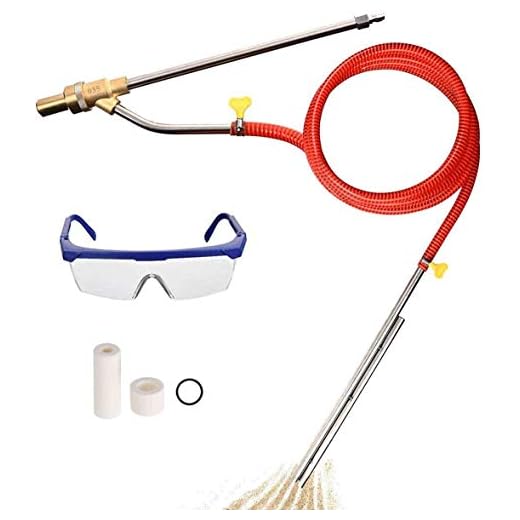 AgiiMan Pressure Washer Sandblasting Kit - Wet Power Sand Blasters Gun Attachment, 5000 PSI with 1/4 Inch Quick Disconnect, Nozzles Goggle