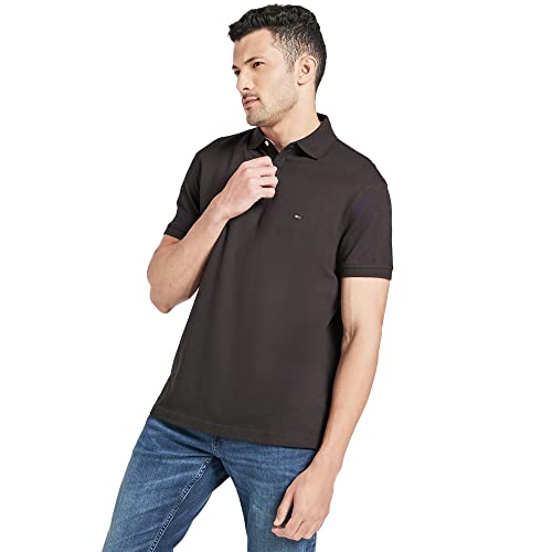 Image of Tommy Hilfiger Solid Regular fit Cotton Polo t-Shirt