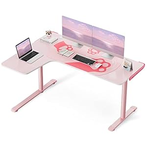 EUREKA ERGONOMIC Pink L Shaped Gaming Desk, 60 Inch Large Home Office Corner PC Computer Table Study Writing Modern Workstation Girls Female Gifts L60 w Mouse Pad Cable Management, Space Saving, Left EUREKA ERGONOMIC Pink L Shaped Gaming Desk 60 Inch Large Home Office Corner PC Computer Table Study Writing Modern Workstation Girls Female Gifts L60 w Mouse Pad Cable Management Space Saving Left