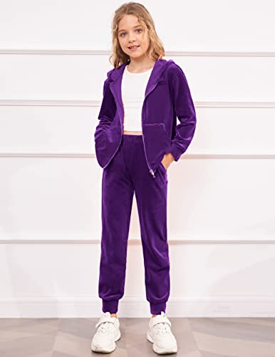 Image of Arshiner 2 Piece Outfits for Girls Kids Velour Tracksuit and Jogger Set