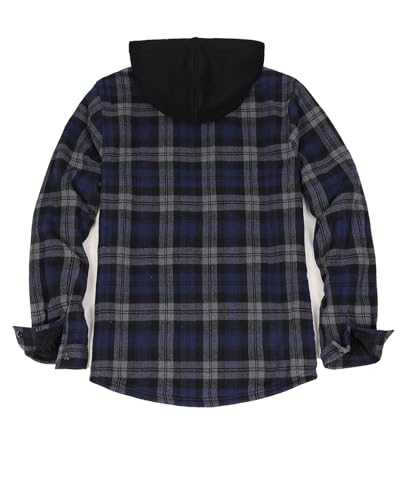 Image of ZENTHACE Men's Sherpa Lined Full Zip Hooded Plaid Shirt Jacket