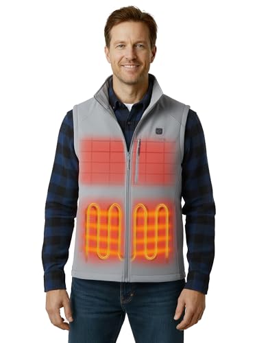 Image of ORORO Men's Heated Softshell Vest, Water and Wind Resistant Outdoor Vest | Lightweight stretch softshell, 4-zone warmth for pockets and back, lightweight layer for commute and outdoors