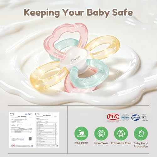 Image of Mini Teething Toys for Baby, Soft Silicone Teether Ball, Portable BPA Free