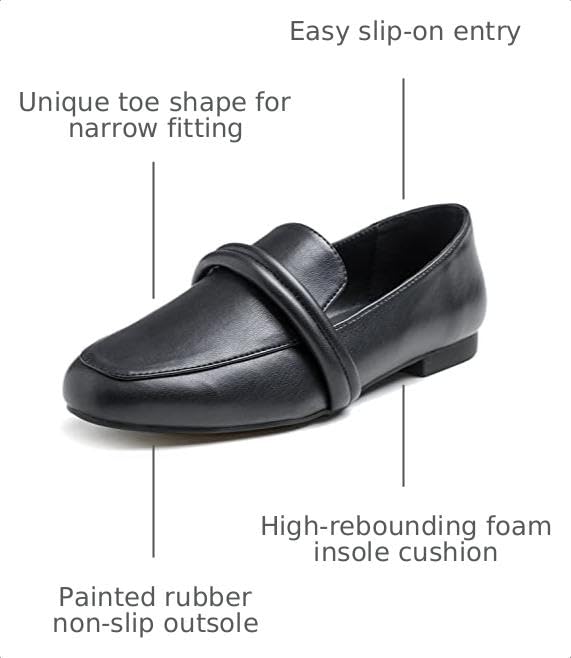 Image of FEVERSOLE Women's Fashion Dress Comfort Low Heel Office Penny Loafer Flats