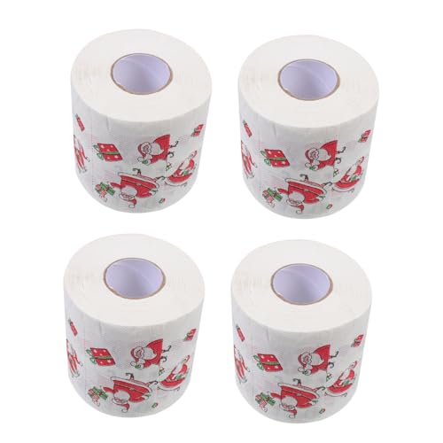 DECOMELODY 4 Rollos Papel Higiénico Decorativo de Navidad con Diseño Creativo de Doble para Baño y Fiesta Absorbente y Suave para