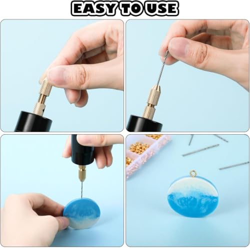 Image of Mini Electric Drill, USB Powered Rotary Drill Tool with 5 Drill Bits, Precision Chuck, Open-End Wrench & L-Shaped Hex Key for Resin Crafts, Wood Projects, Model Making & DIY Detail Work