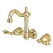 Kingston Brass KS1222AL Heritage 8" Center Wall Mount Vessel Sink Faucet, 4-3/4" in Spout Reach, Polished Brass