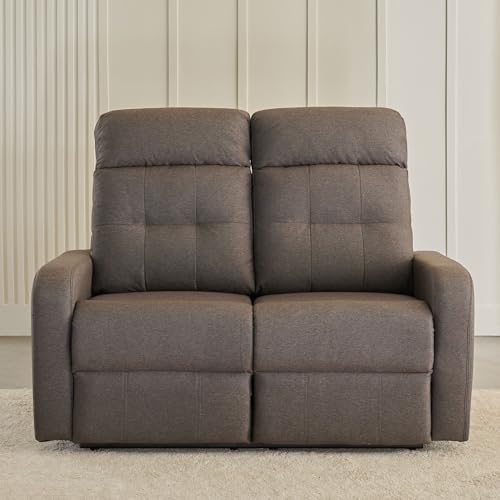 Image of Home Centre | Helios Toledo Fabric 2-Seater Recliner | Recliner Sofa for Living Room | Brown | 1 Year Warranty