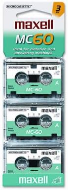 Maxell(R) Microcassette Tape, 60-Minute, Pack of 3