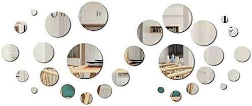 FRETOD Mirror Wall Sticker Sheets 30PCS Decal of Self Adhesive DIY Mural Art Paper Decor for Living Room Bedroom Tiles