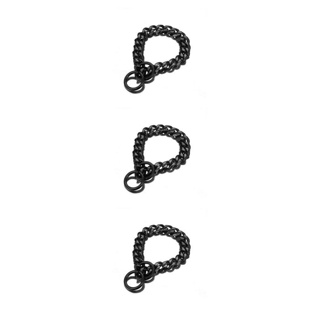 Ailan 3 Set of Easy To Wear For All Breeds Sturdy And Durable Made Of Titanium Steel Metal Steel Dog Chain Collar Collar Dog black 24 inches, black 24 inches, 3Set โ image 1