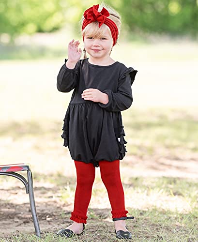 RuffleButts Baby/Toddler Girls Black Flutter Bubble Romper - 2T2