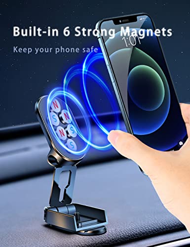 Magnetic Phone HolderUpgrade Double-layer FoldableUniversal 360 ° Rotation Magnet Phone Holder for Car with Bendable Base Magnetic Car Mount with 2 Metal Plates Compatible with All smartphones - Image 2