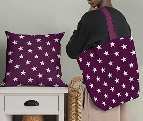 Image of Soimoi Pink Polyester Crepe Fabric Stars Star Decor Fabric Printed Meter 42 Inch Wide