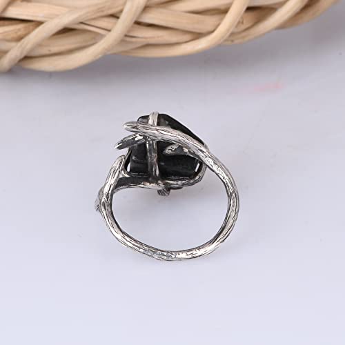 Solid 925 Sterling Silver Rough Natural Gemstone Unshape Unique Rings for Women | Gift For Wedding Anniversary Birthday Christmas3