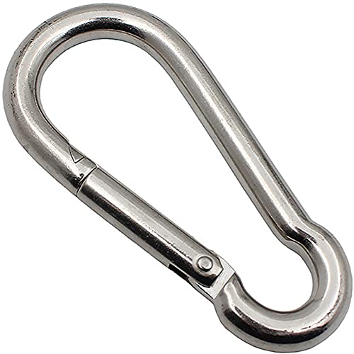 Feuerwehr Karabinerhaken Edelstahl Rostfrei Karabiner, 10 Stück Karabinerhaken 6 x 60 mm, Karabiner Haken für Zuhause, Camping, Angeln, Wandern, Reisen, Schnapphaken belastbar bis 120kg (10 Stück) Cover