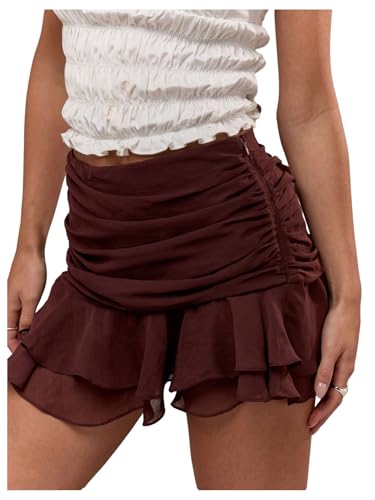 SweatyRocks Women's Y2K Mini Skirt Layered Ruffle Vintage Retro Short Skirts4