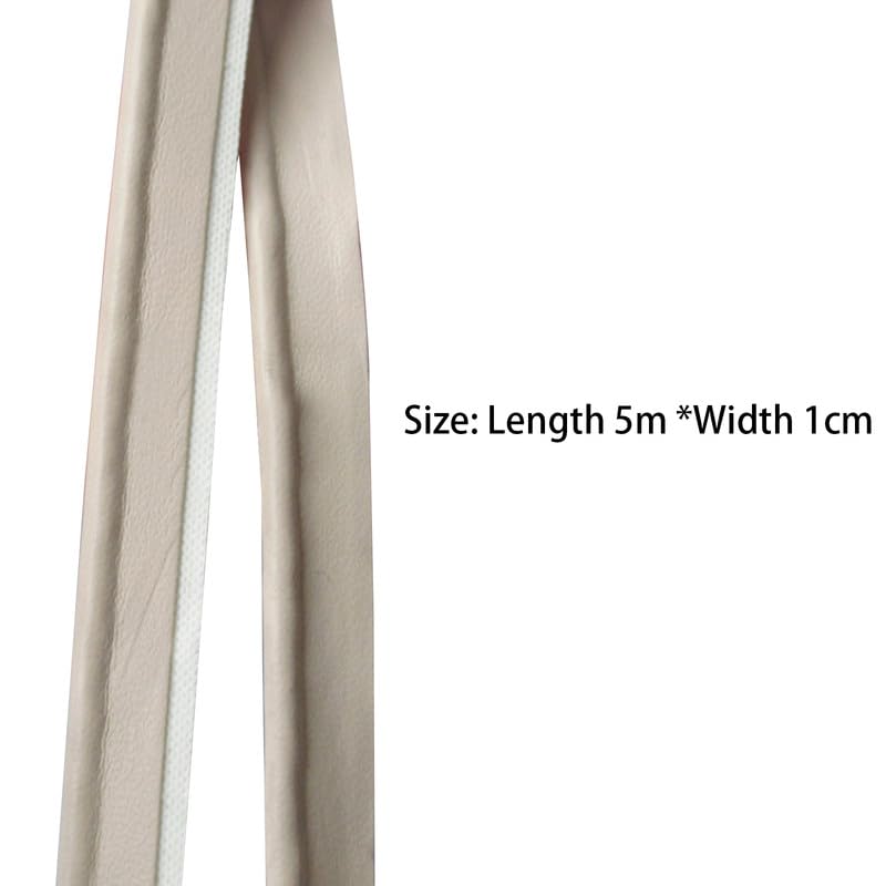 5M Beige Leather Piping Trim 1CM Wide Piping Bias Binding Piped Trim for Clothing Fabric Edge Sewing Ribbon - Image 2