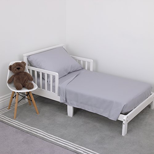 Image of NoJo 3-Piece Toddler Sheet Set, Grey, 52 inch x 28 inch