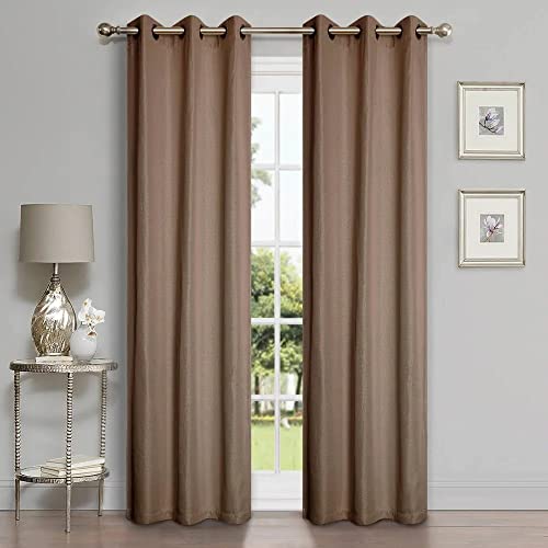Classic Modern Brown Color Blackout Curtains No Light 52