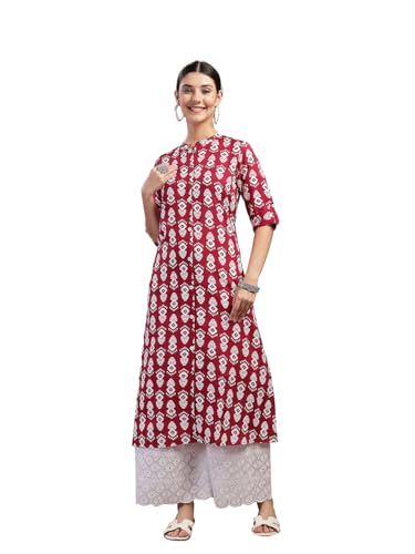 Image of Stylum Women's Floral Printed Rayon A-Line Kurta