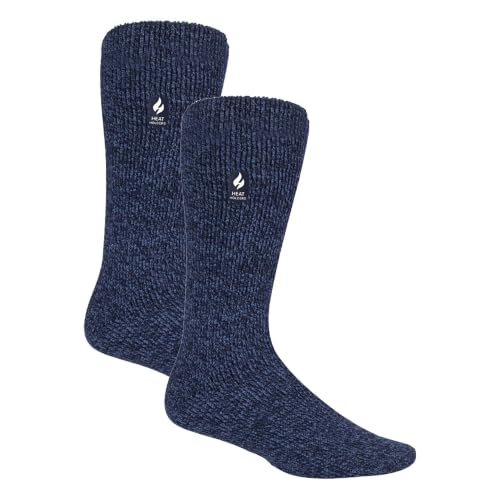 HEAT HOLDERS 2 Pack Mens Thermal Socks Winter Warm Original Socks | Thick Fleece Insulated Socks (6-11 Denim)