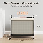 Laundry Hamper 3 Section, 120L Rolling Laundry Sorter with Wheels - Image 3
