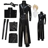 Yleiansm Cloud Costume Sephiroth Cosplay Outfit Adult Leather Jacket Pants Set with Wig Halloween Cloud Strife Suit for Men (Cloud Suit with Wig, X-Large)