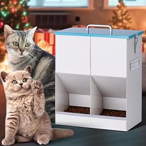 Automatic Cat Feeders 2 Cats, 42cups/10L Dual Gravity Outdoor Cat Dry Food Dispenser Double Cat Feeder Automatic for 2 Cats Pet Feeder for Dogs and Cats (10L)