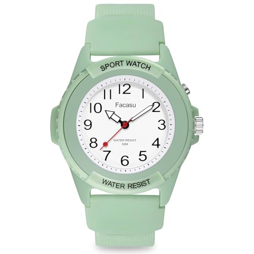 Facasu Montre Analogique Filles Garçons,50M étanche Cadran Lumineux,Montres Sport à Quartz pour Adolescents et étudiants,Bracelet en Silicone,Montre Jeunes...