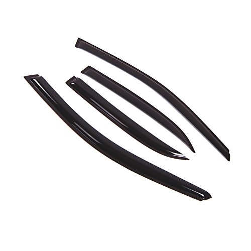 Image of Outside Mount Window Vent Visors Rain Guards Compatible with Mitsubishi Lancer 2001-2006 | Side Window Wind Deflectors Rain Shields | Black Tinted, 4 Pcs Set, BGWV-323