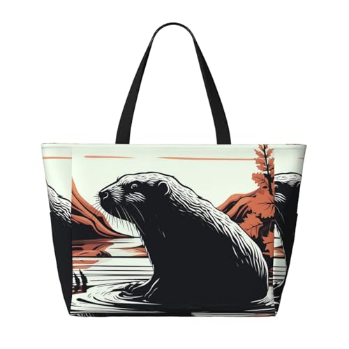 Beach Bags For Women Large Waterproof Sandproof Beach Tote Bag Lightweight Zipper Carry On Bag Black Beaver Pool Bag For Gym Travel Vocation2