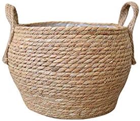 LSFYYDS Seagrass Planter Basket, Natural Plant Pots Containers, Hand Woven Plant Pot Cover with Leak-Proof Plastic Lining for Indoor Outdoor Garden Balcony Home Decoration(19cm/24cm/29cm)